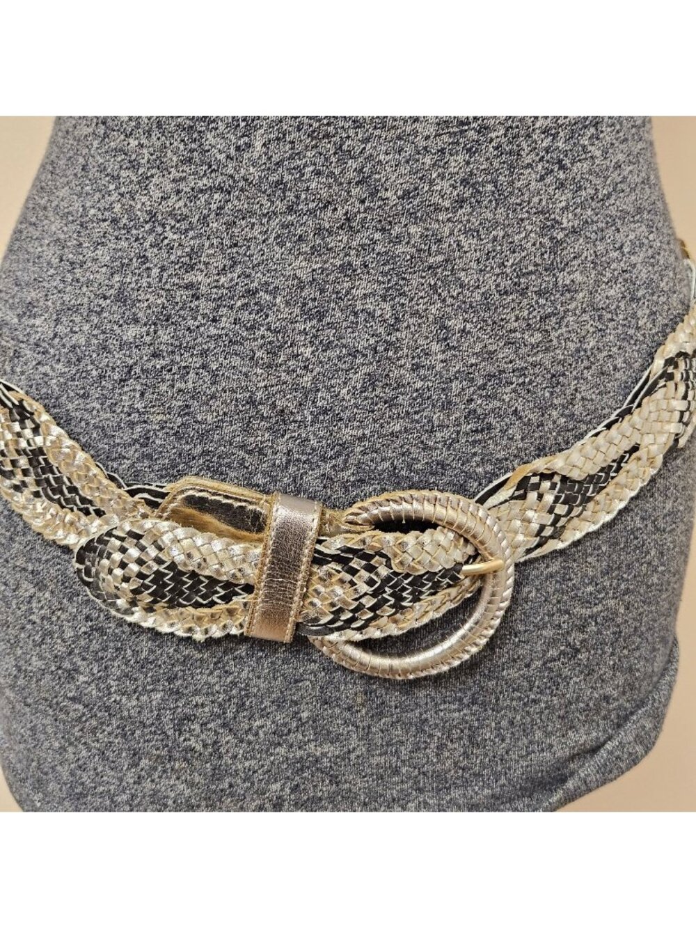 Woven Metallic Black & Gold Braided Belt